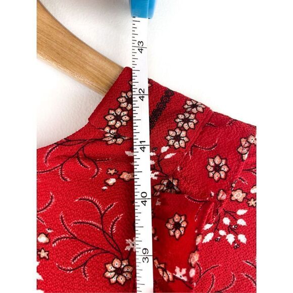 Max Studio V-Neck Empire Waist Dress in Red Size S Puff Sleeve Floral - Picture 10 of 10